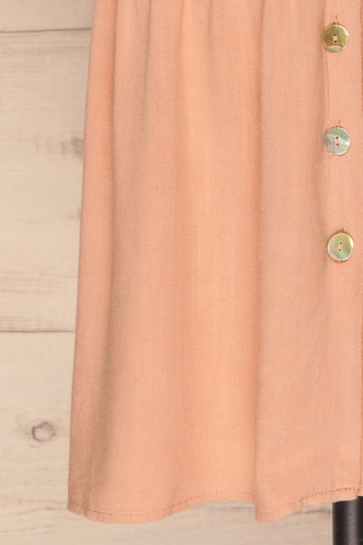 Demetria Pink Short Sleeve Button-Up Dress | La petite garçonne  bottom