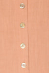Demetria Pink Short Sleeve Button-Up Dress | La petite garçonne  fabric