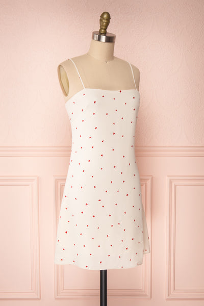Desiree Beige Short Dress w/ Red Hearts | Boutique 1861 side view