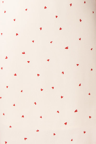 Desiree Beige Short Dress w/ Red Hearts | Boutique 1861 fabric