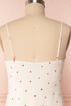 Desiree Beige Short Dress w/ Red Hearts | Boutique 1861 back close up