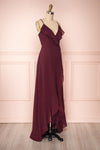 Destry Bourgogne Burgundy High-Low Maxi Wrap Dress side view | Boudoir 1861