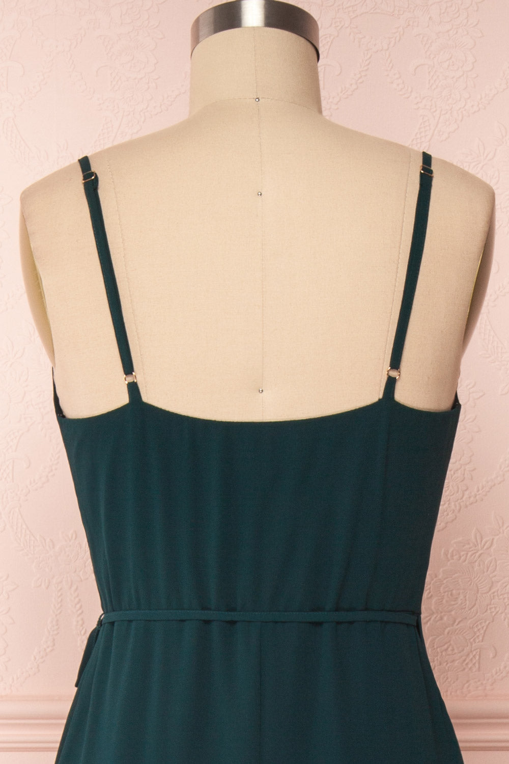 Destry Émeraude Emerald High-Low Maxi Wrap Dress back close up | Boudoir 1861