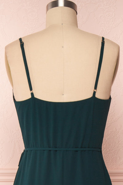 Destry Émeraude Emerald High-Low Maxi Wrap Dress back close up | Boudoir 1861