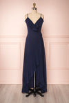Destry Marine Navy Blue High-Low Maxi Wrap Dress | Boudoir 1861