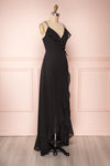 Destry Noire Black Ruffled High-Low Maxi Wrap Dress side view | Boudoir 1861
