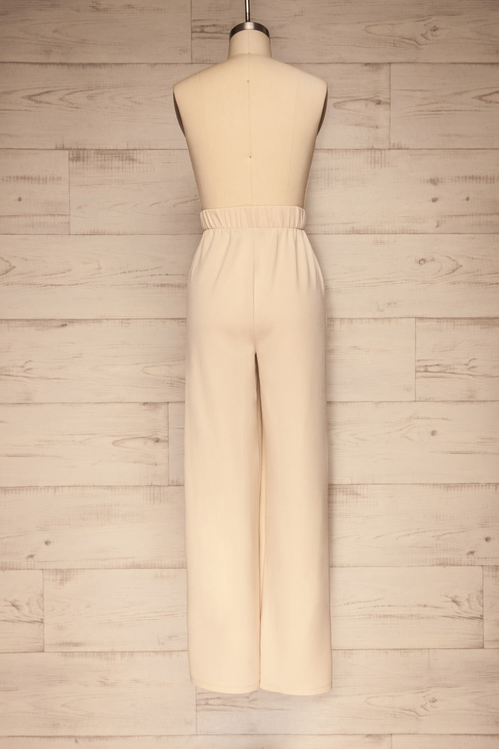 Devesa Beige Wide Leg Pants w/ Pockets | La petite garçonne back view