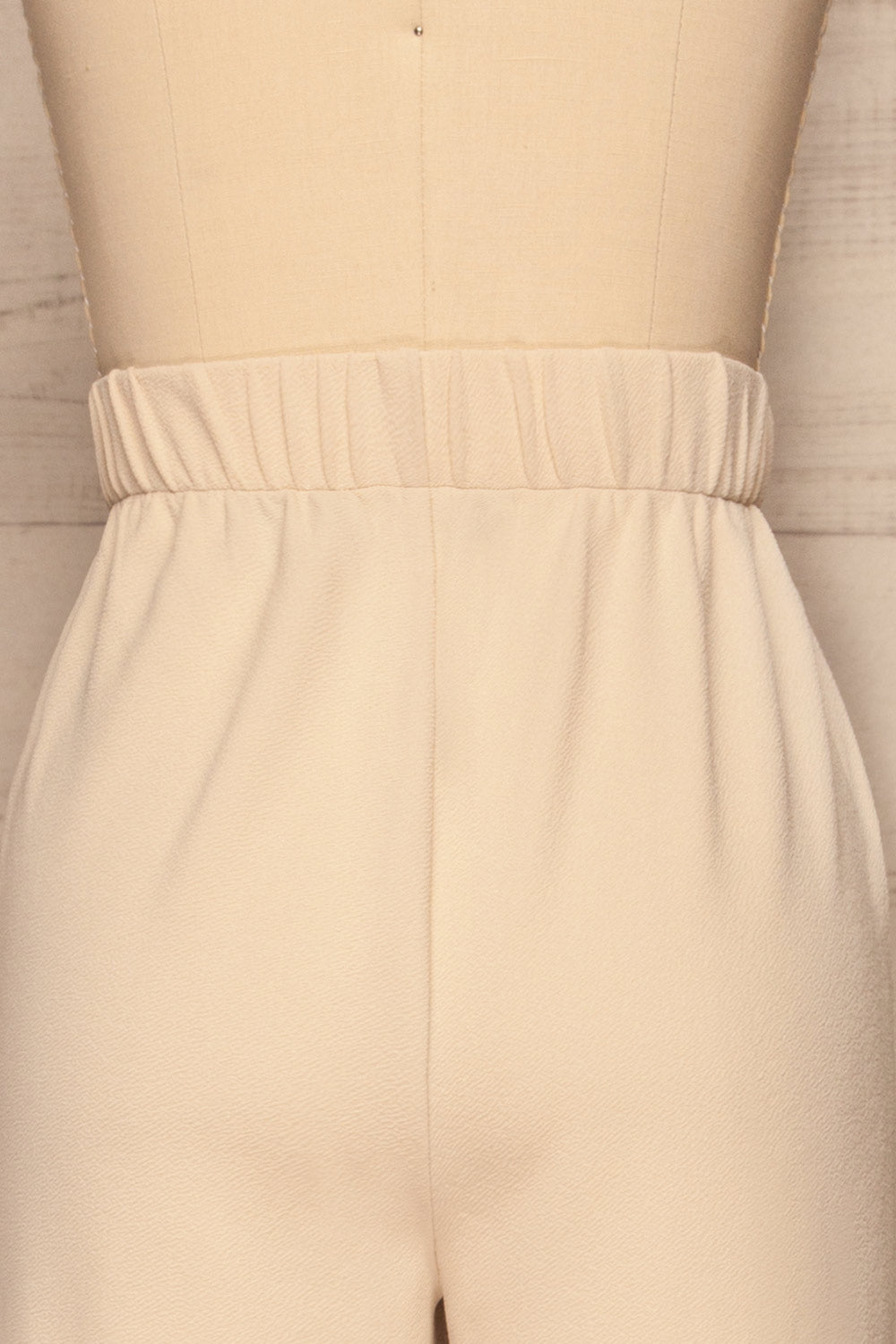 Devesa Beige Wide Leg Pants w/ Pockets | La petite garçonne back close up