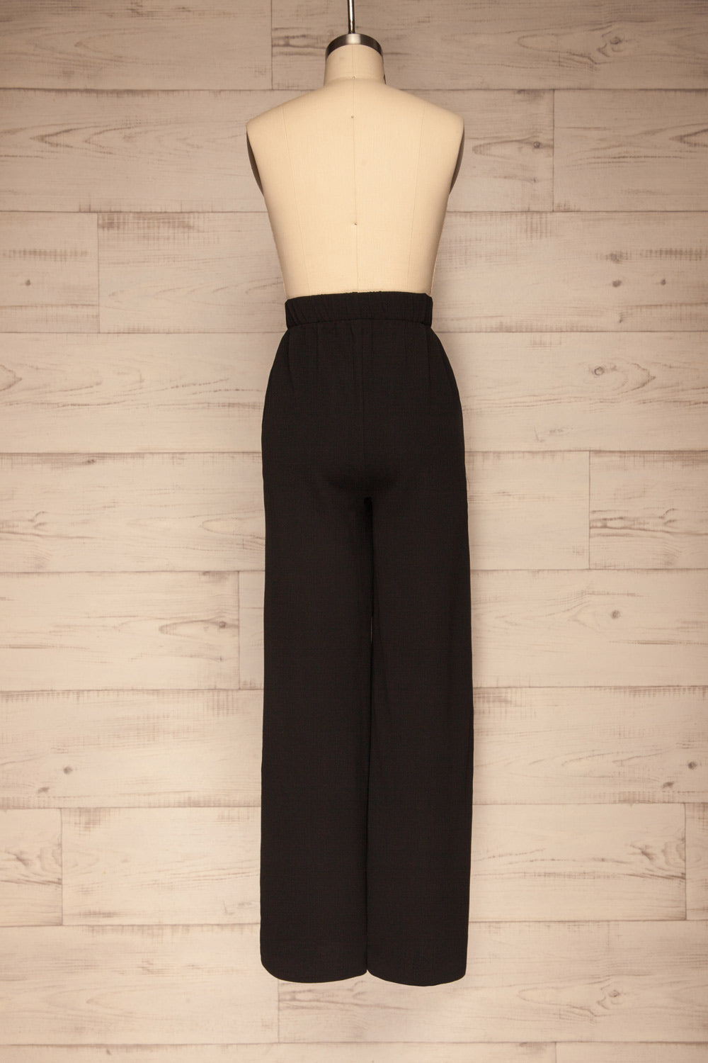 Devesa Black Wide Leg Pants w/ Pockets | La petite garçonne back view