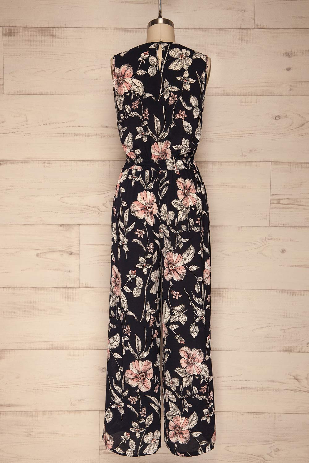 Dhaimoniaa Navy Blue Floral Sleeveless Jumpsuit back view | La Petite Garçonne