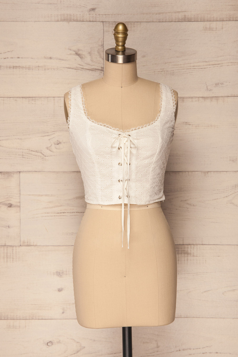 Dhiavate White Lace Corset Crop Top | La Petite Garçonne