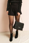 Diane Black Leather Handbag | La Petite Garçonne on model