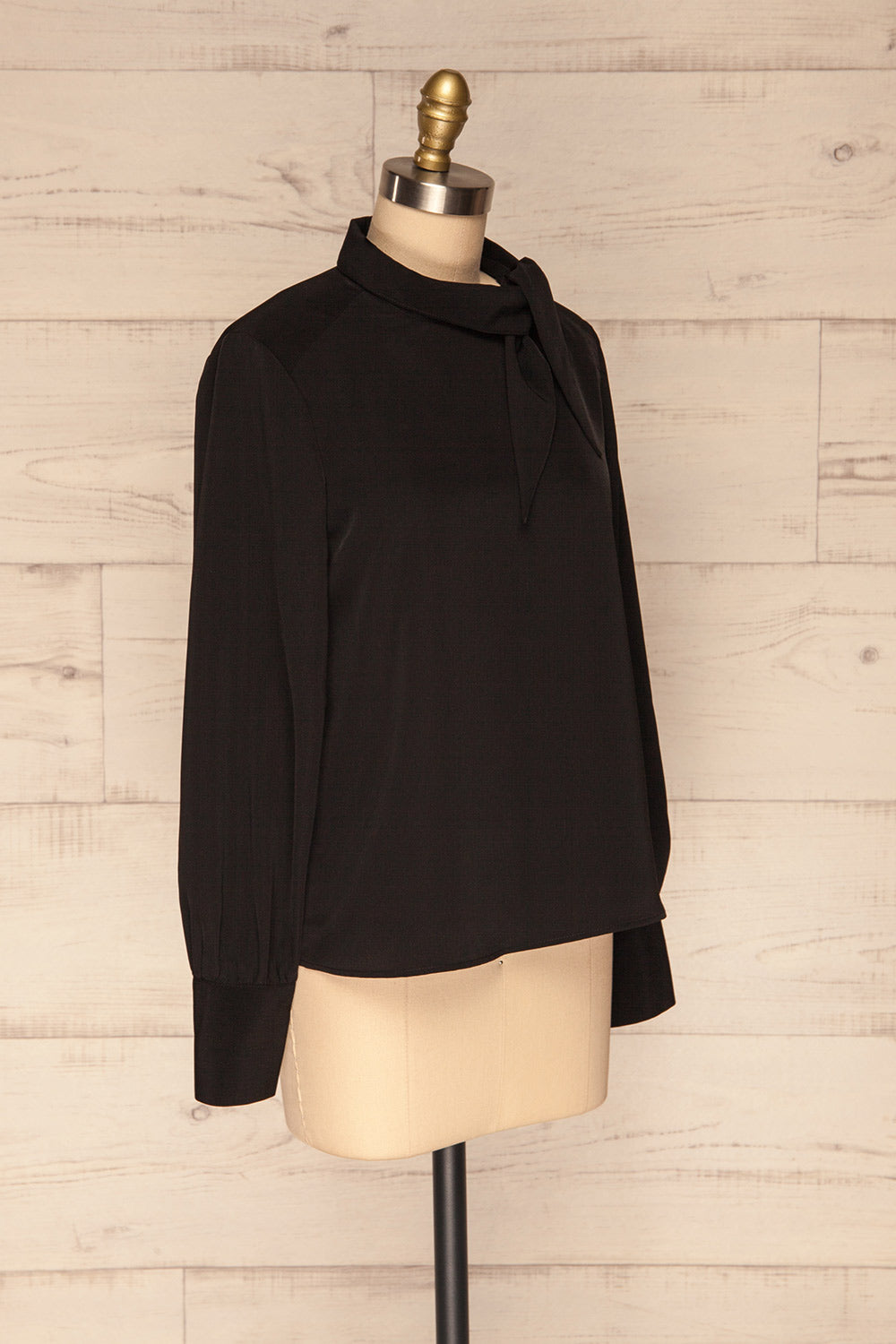 Diekirch Noir Black Blouse w/ Tied Collar | La Petite Garçonne side view 