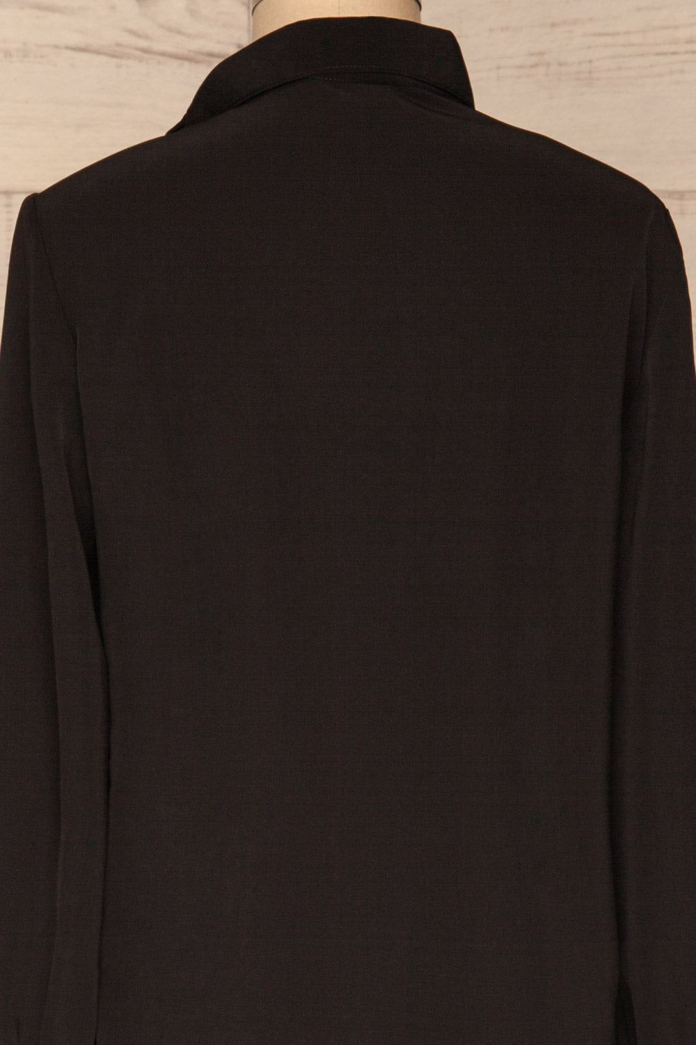 Diekirch Noir Black Blouse w/ Tied Collar | La Petite Garçonne back close-up