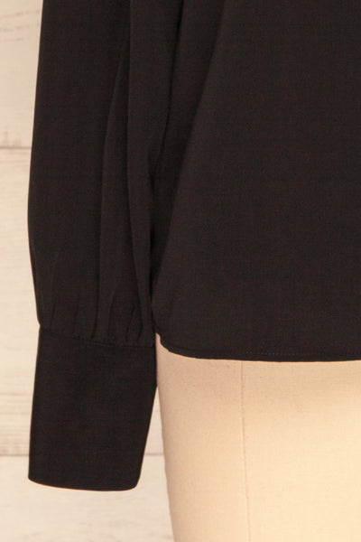 Diekirch Noir Black Blouse w/ Tied Collar | La Petite Garçonne bottom close-up