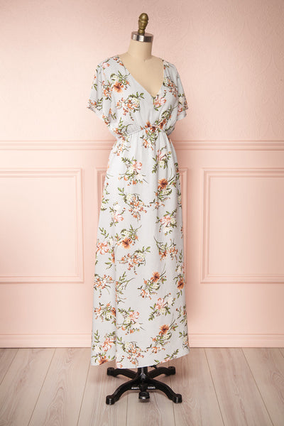 Dieren Light Blue Floral Maxi Summer Dress | Boutique 1861 side view