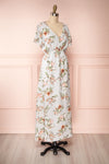Dieren Light Blue Floral Maxi Summer Dress | Boutique 1861 side close-up