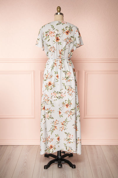 Dieren Light Blue Floral Maxi Summer Dress | Boutique 1861 back view