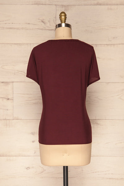 Dingja Burgundy Short Sleeved Loose T-Shirt | La Petite Garçonne 5