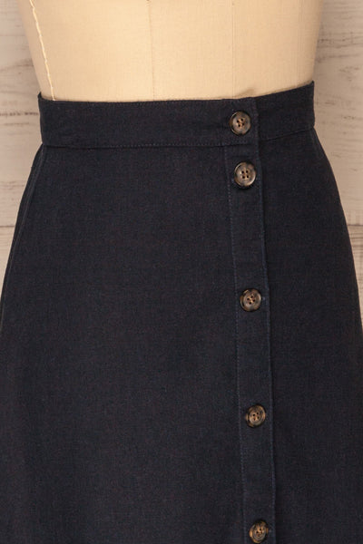 Disenaa Mer Navy Blue Button-Up Flare Skirt | La Petite Garçonne
