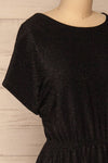 Dobele Black Sparkling Short Sleeve Dress | La petite garçonne side close-up