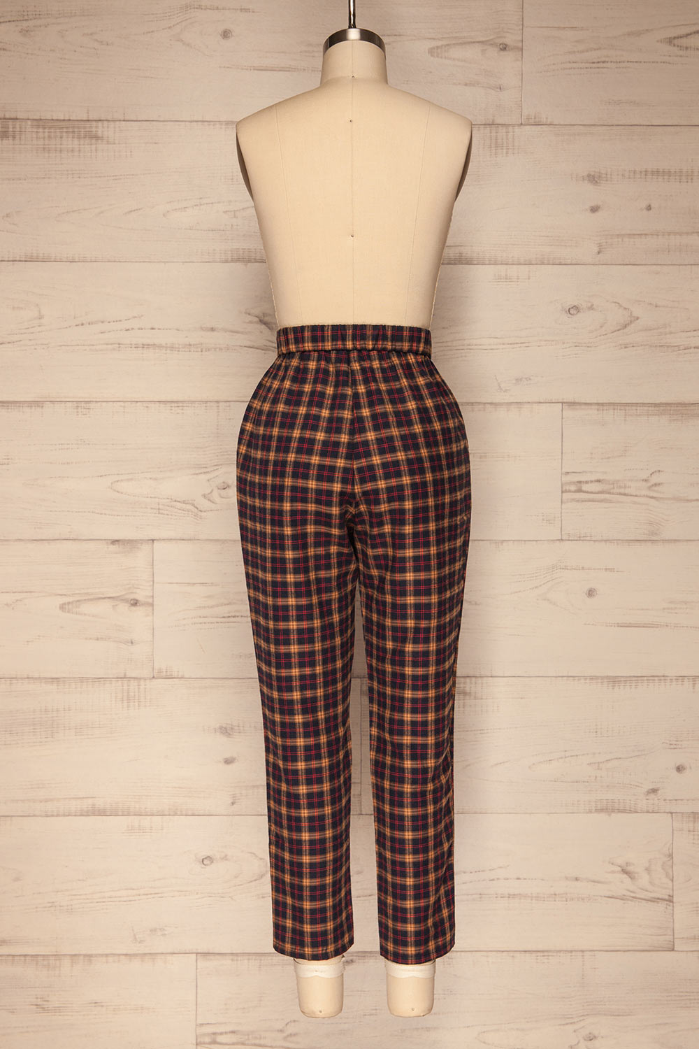 Dobrodzien Navy Blue, Beige & Red Plaid Pants | La Petite Garçonne back view 