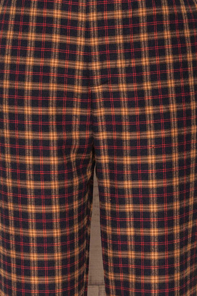 Dobrodzien Navy Blue, Beige & Red Plaid Pants | La Petite Garçonne fabric detail