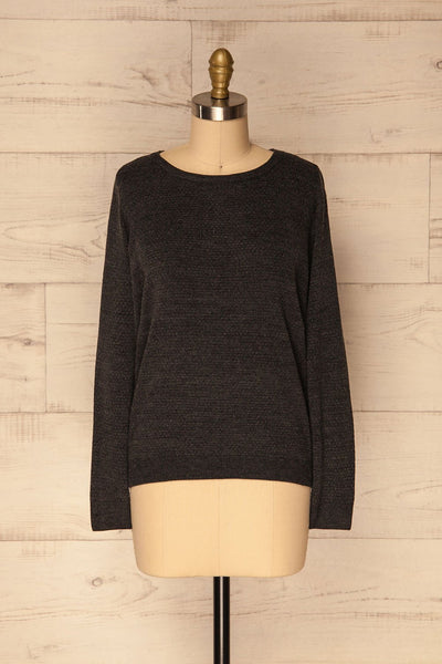 Dolni Gris Dark Grey Textured Sweater Top | La Petite Garçonne 1