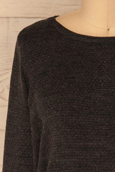 Dolni Gris Dark Grey Textured Sweater Top | La Petite Garçonne 2