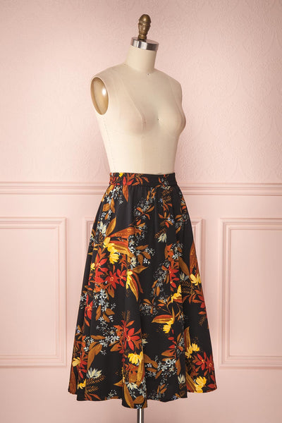 Domy Navy Blue Floral A-Line Midi Skirt | Boutique 1861 3