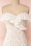 Donalda White Lace Mermaid Bridal Dress | Boudoir 1861 front close-up