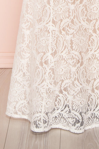 Donalda White Lace Mermaid Bridal Dress | Boudoir 1861 bottom close-up