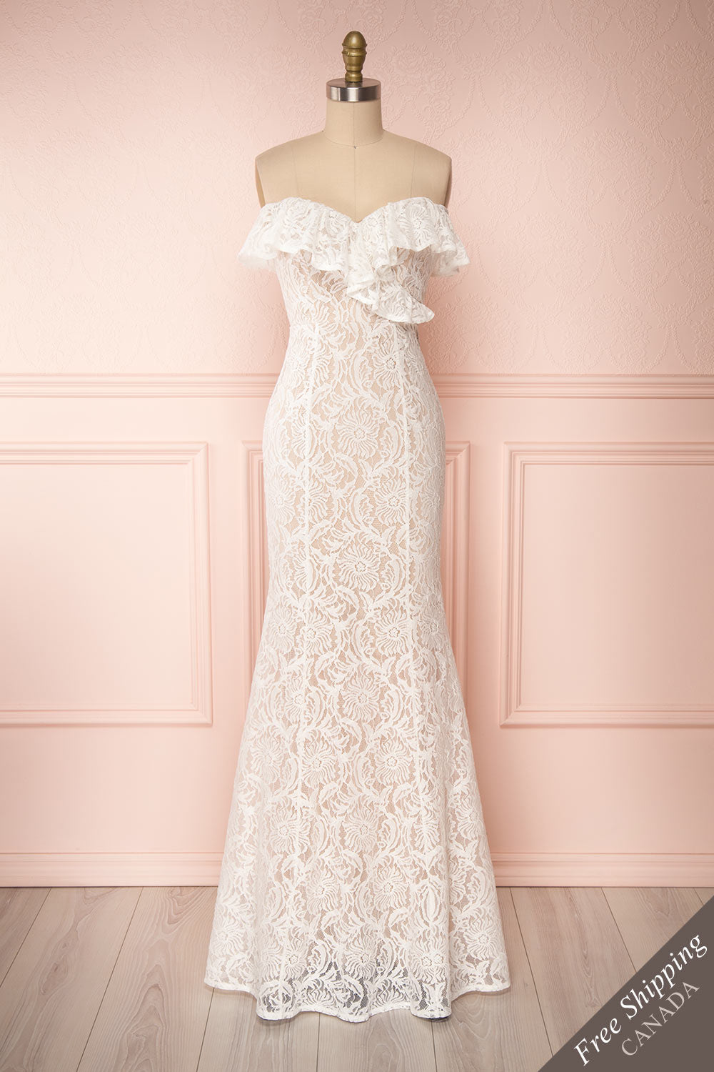 Donalda White Lace Mermaid Bridal Dress | Boudoir 1861 front view 