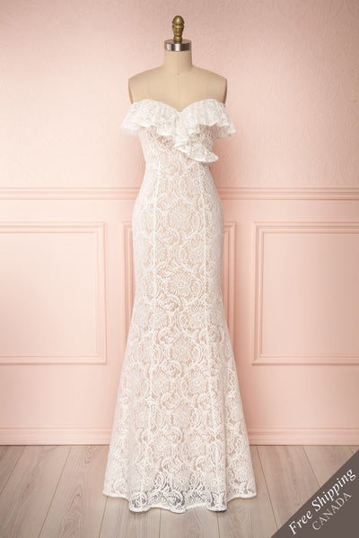 Donalda White Lace Mermaid Bridal Dress | Boudoir 1861 front view