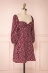 Donnie Burgundy Short Floral Dress | Boutique 1861 side view