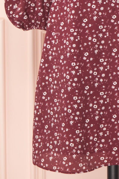 Donnie Burgundy Short Floral Dress | Boutique 1861 bottom