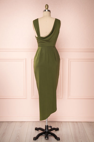 Dorete Olive Green Fitted Draped Cocktail Dress | Boutique 1861 5