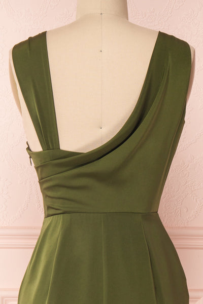 Dorete Olive Green Fitted Draped Cocktail Dress | Boutique 1861 6