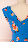 Dorinda Blue Floral Pleated Midi A-Line Dress | Boutique 1861