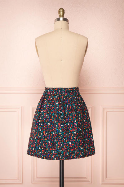 Dorit Black Floral Pleated Mini Skirt | Boutique 1861 back view