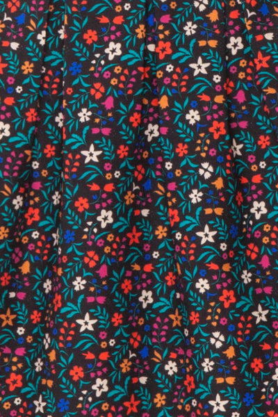 Dorit Black Floral Pleated Mini Skirt | Boutique 1861 fabric detail
