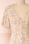 Dorothea Beige & Gold Tweed Dress | Robe Ajustée | Boutique 1861 front close-up