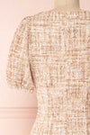 Dorothea Beige & Gold Tweed Dress | Robe Ajustée | Boutique 1861 back close-up