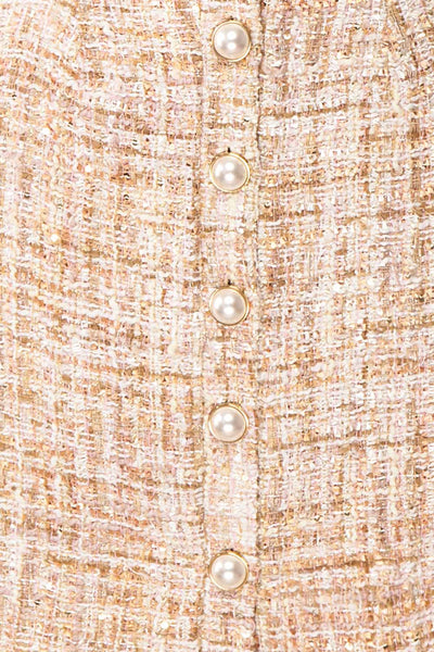Dorothea Beige & Gold Tweed Dress | Robe Ajustée | Boutique 1861 fabric detail