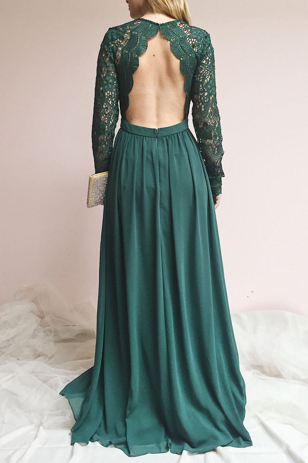 Dottie Burgundy | Lace & Chiffon Gown
