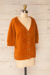 Douai Rust Orange Buttoned Fuzzy Sweater | La petite garçonne side view