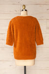 Douai Rust Orange Buttoned Fuzzy Sweater | La petite garçonne back view