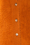 Douai Rust Orange Buttoned Fuzzy Sweater | La petite garçonne fabric