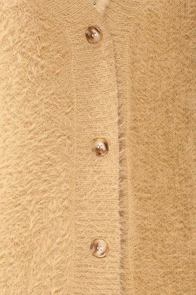 Douai Taupe Buttoned Fuzzy Sweater | La petite garçonne fabric