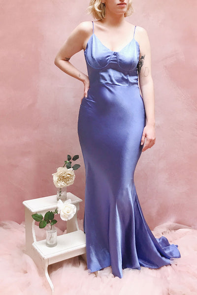 Campanaka Blue Silky Maxi Mermaid Dress | Boutique 1861 model